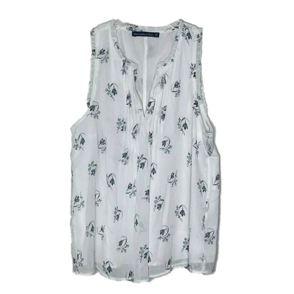 ❤️ ABERCROMBIE & FITCH White Floral Blouse Size XS